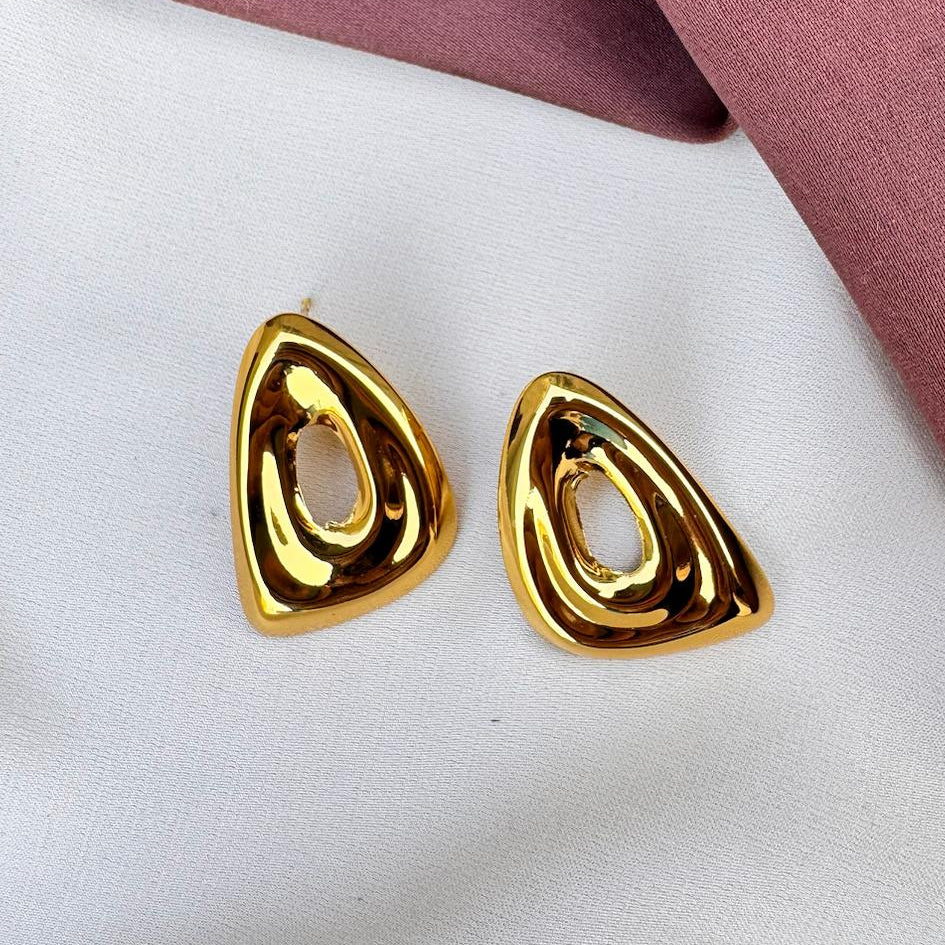 TFC Aura Curve Gold Plated Earrings