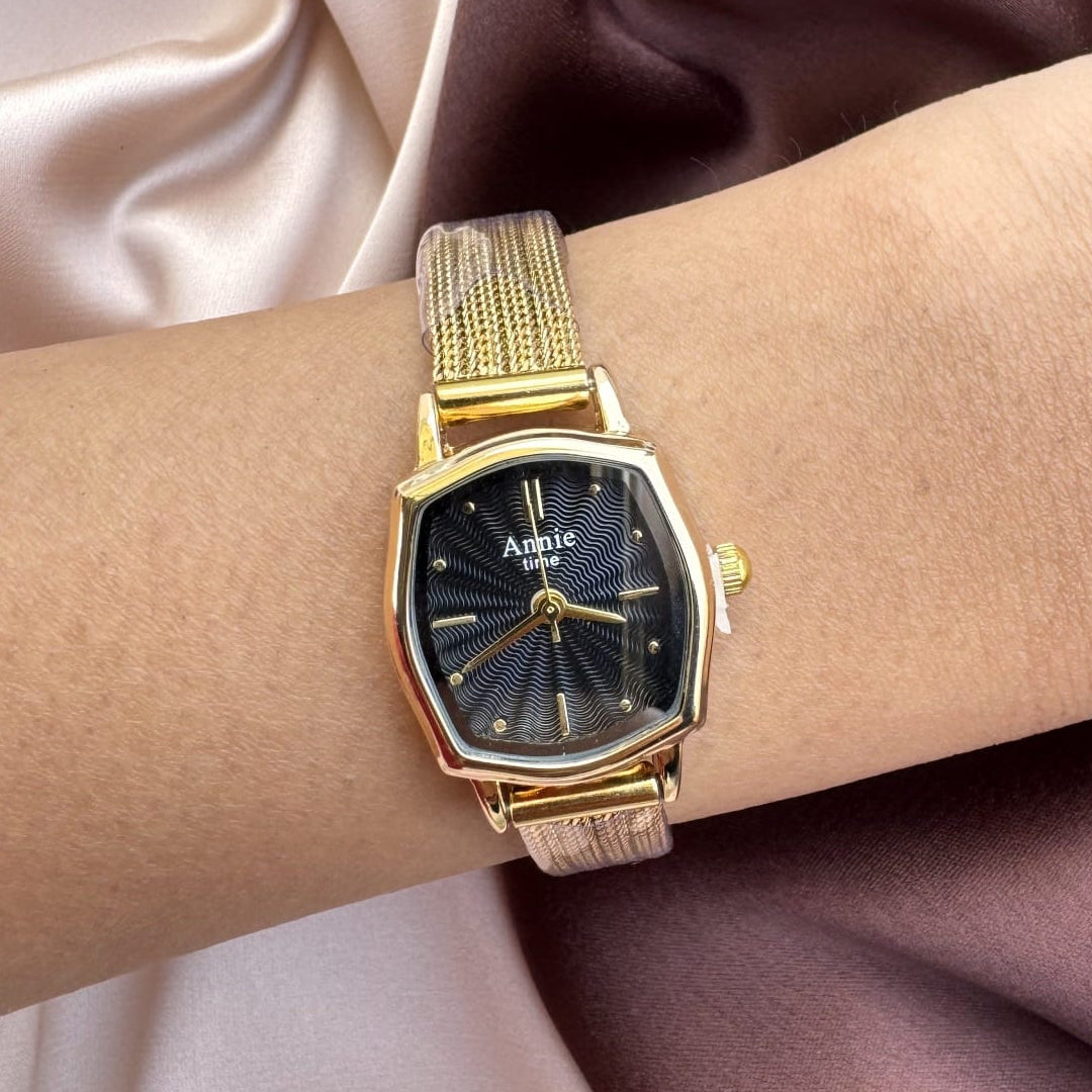 TFC Black Square Gold Plated Watch