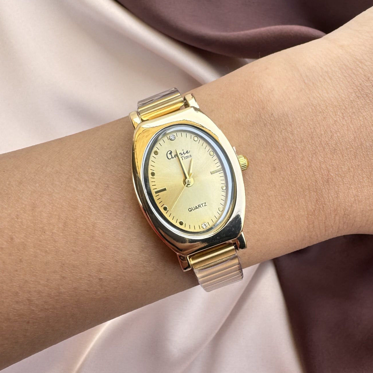 TFC Cream Oval Gold Plated Watch