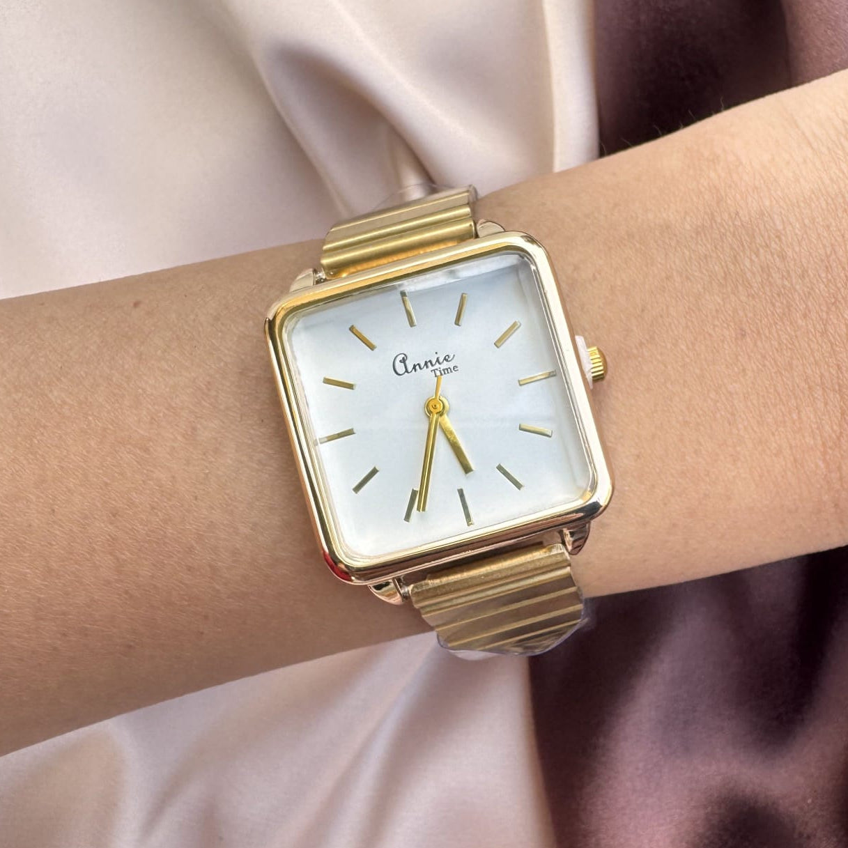 TFC Fine White Square Gold Plated Watch