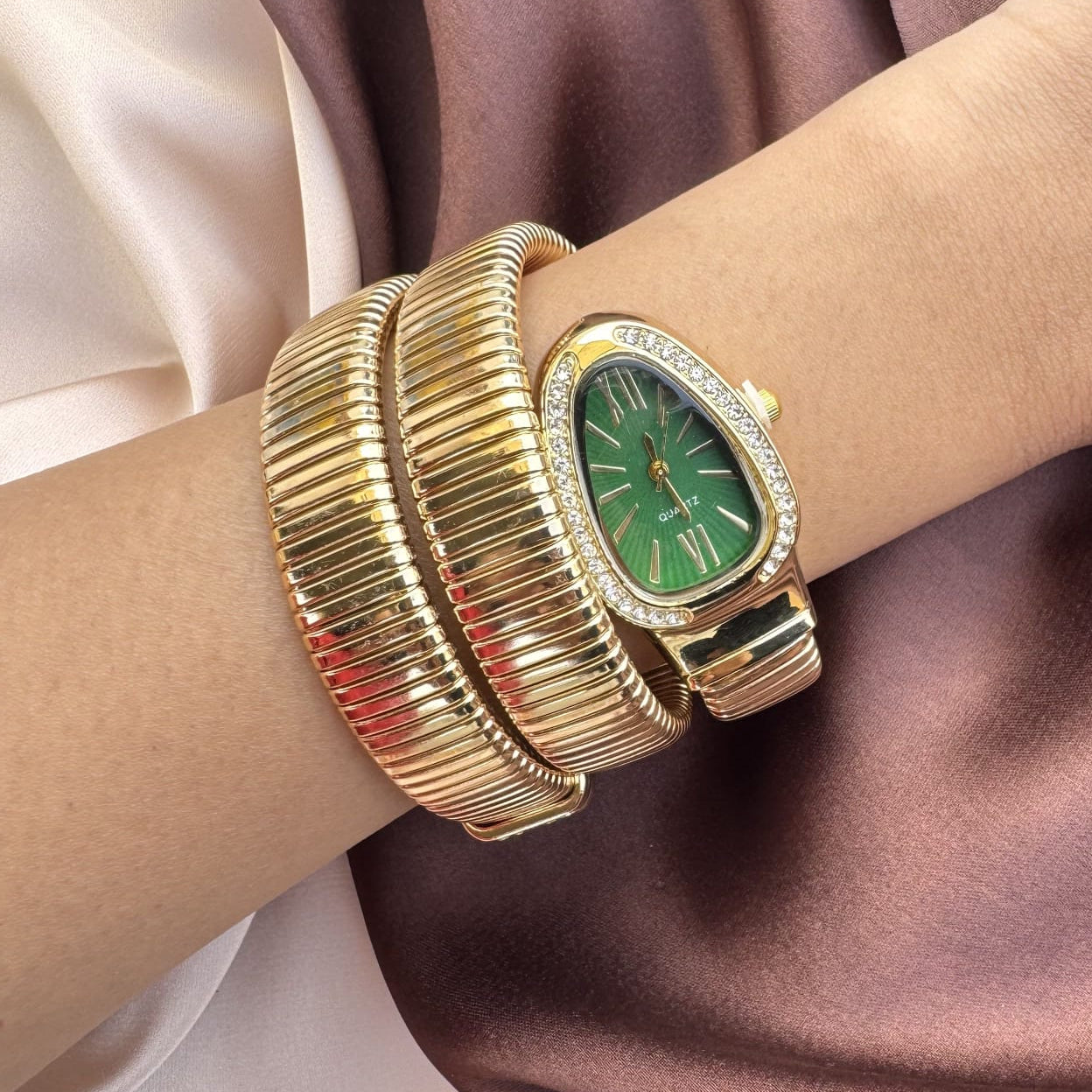 TFC Green Base Gold Plated Spiral Watch