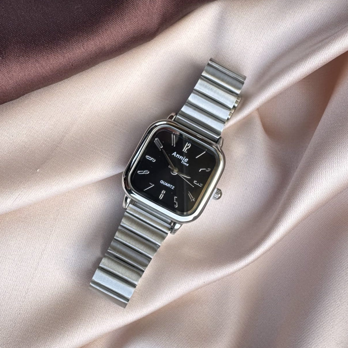 TFC Black Square Silver Plated Watch