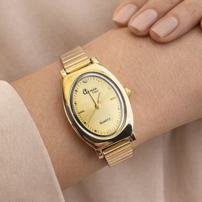 TFC Cream Oval Gold Plated Watch