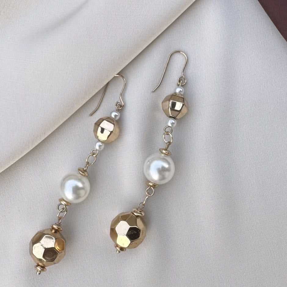 TFC Bold Pearl Gold Plated Earrings