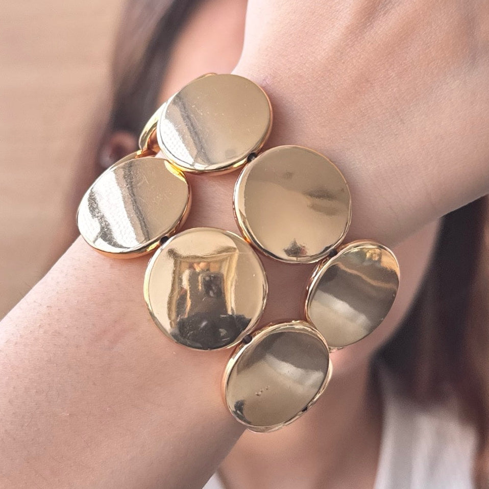 TFC Flat Connected Circle Gold Plated Bracelet (Set of 2)