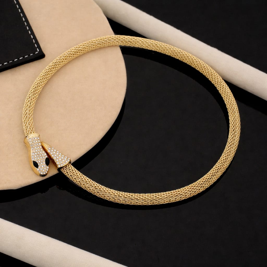 TFC Emerald Snake Viper Gold Plated Necklace (Black eye)