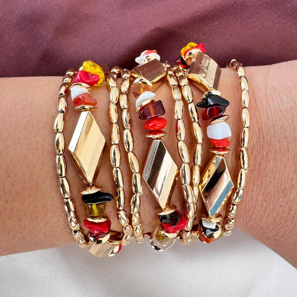 TFC Rainbow Diamond Gold Plated Bracelet (set of 9)