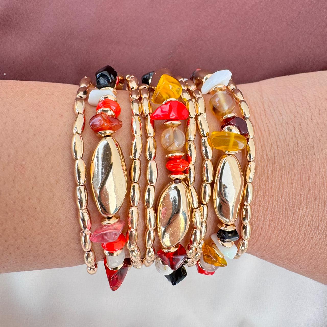 TFC Rainbow Oval Vibe Gold Plated Bracelet (set of 9)