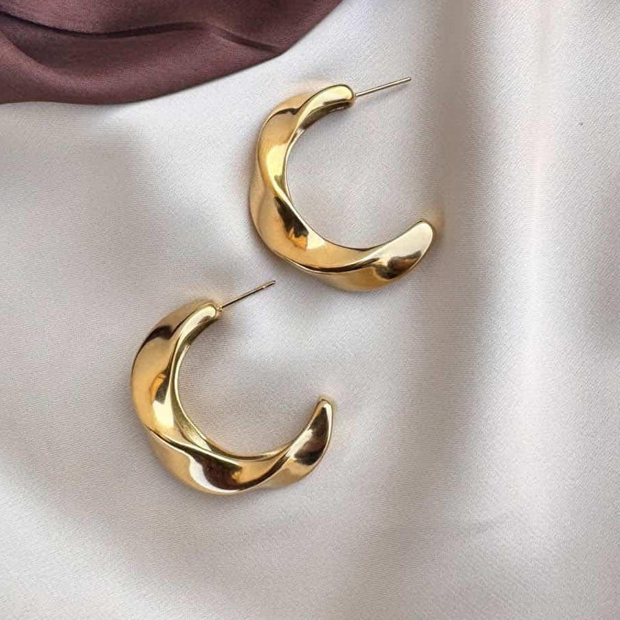 TFC Twisted Half Circle Gold Plated Earrings