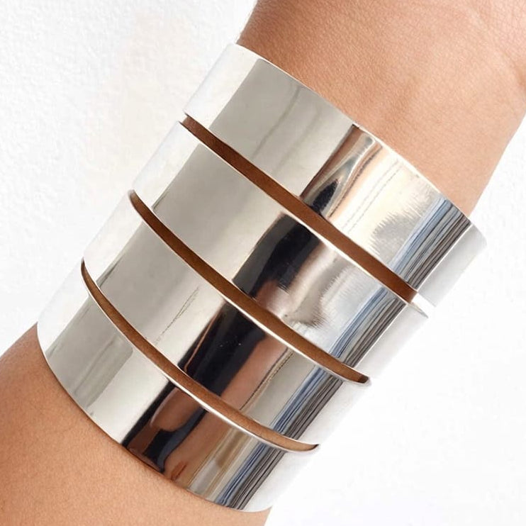 TFC Bold Lines Silver Plated Cuff