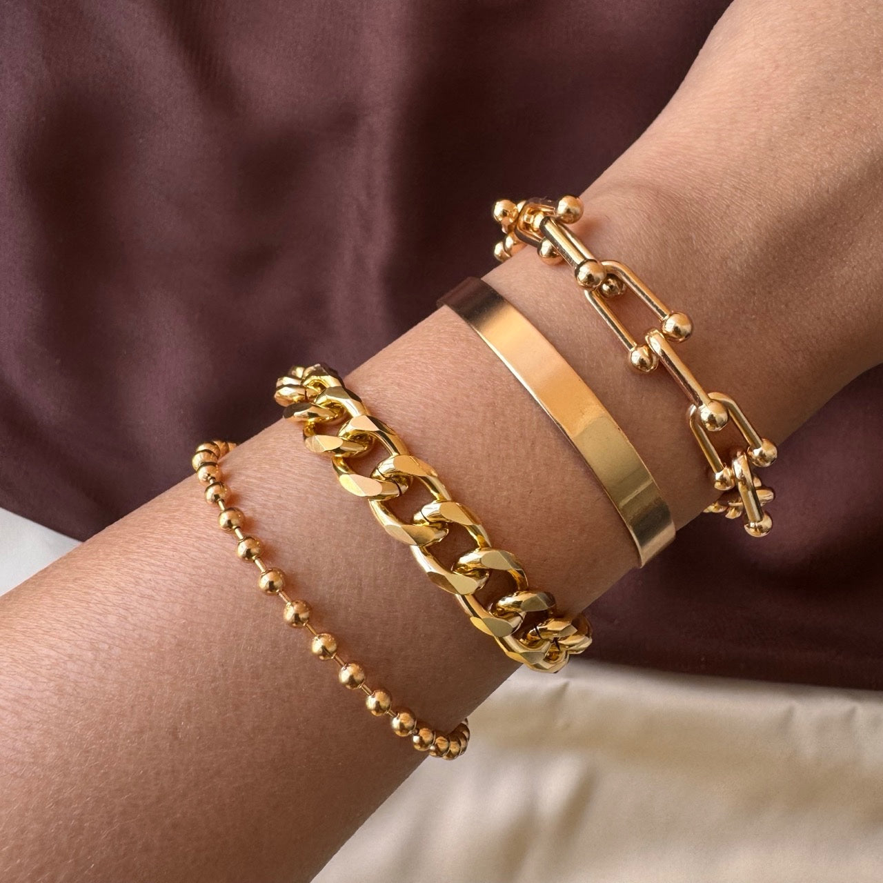 TFC Minimalist Wraparound Gold Plated Bracelet (Set of 4 )