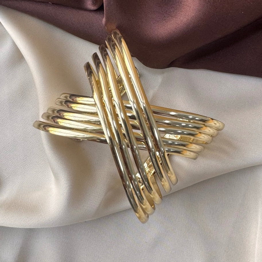 TFC Cross Line Gold Plated Adjustable Bracelet