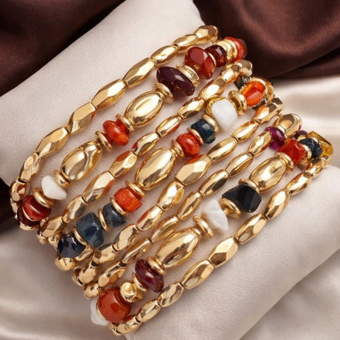 TFC Rainbow Twist Gold Plated Bracelet Set of 9