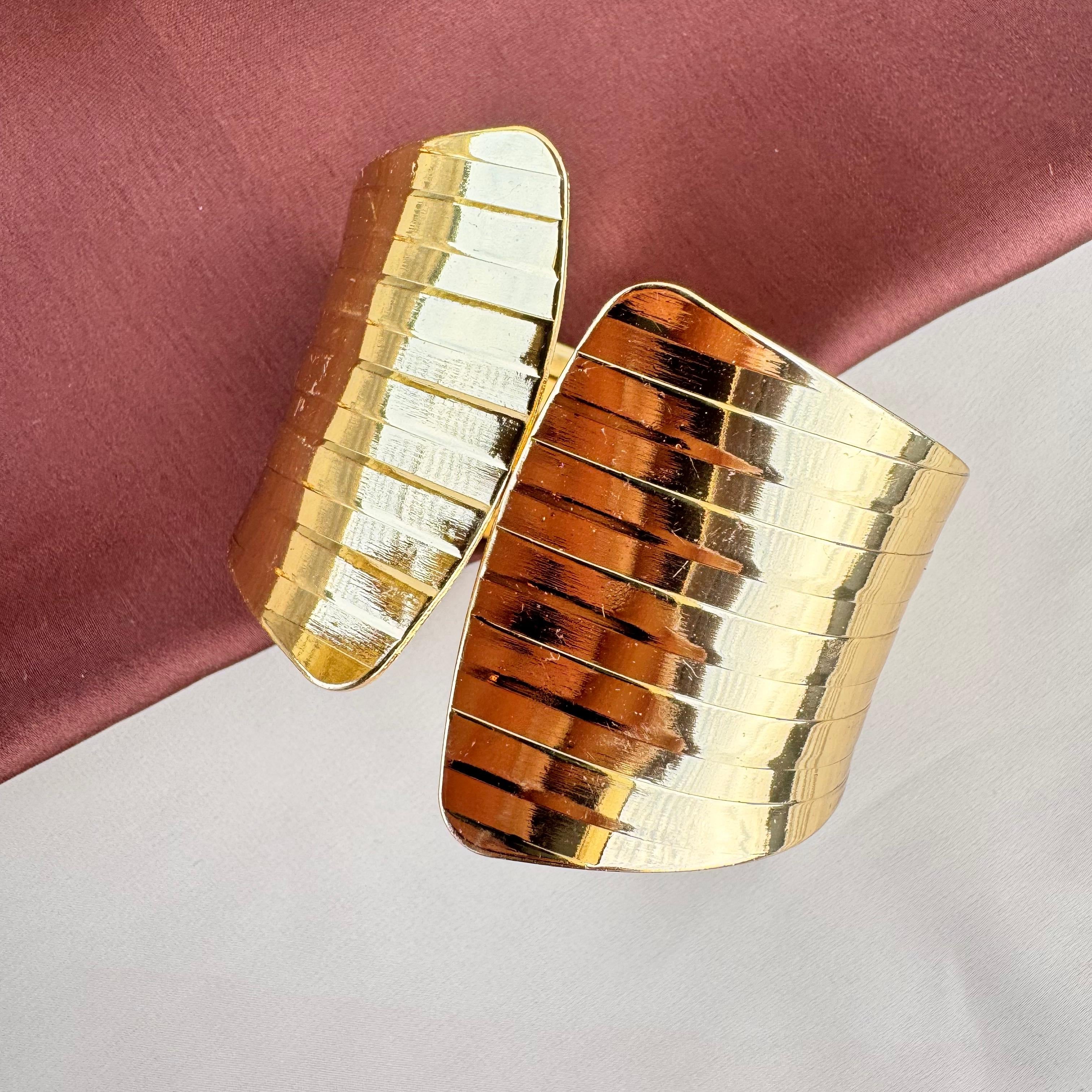 TFC Sleek Edge Stack Gold Plated Bracelet cuff