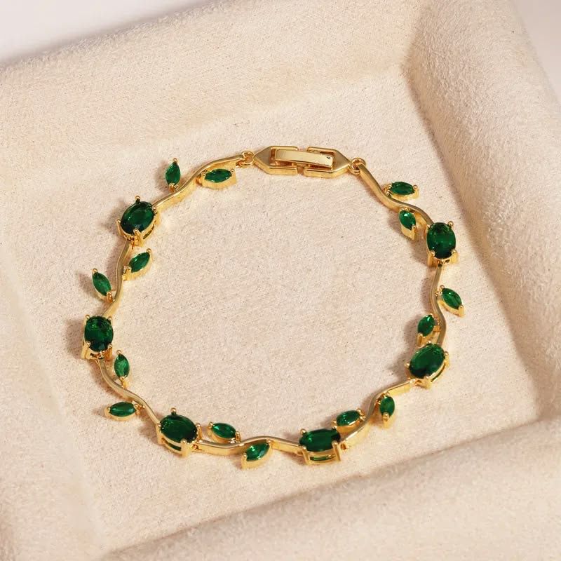 TFC Green Stone Gold Plated Bracelet
