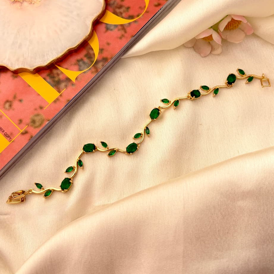 TFC Green Stone Gold Plated Bracelet