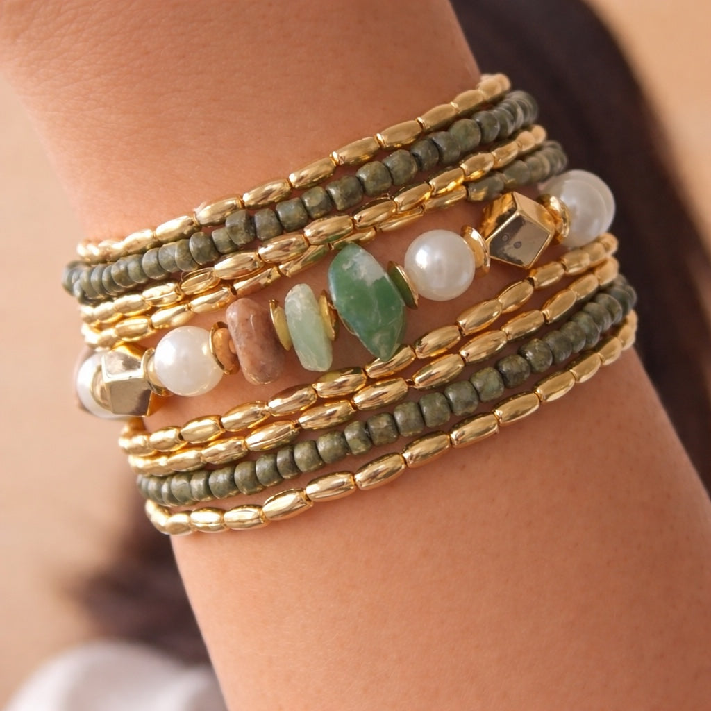 TFC Green Sea Beaded Bracelet (Set of 9)