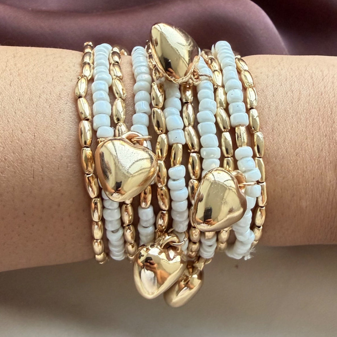 TFC Simple Strand Beads Gold Plated Bracelet