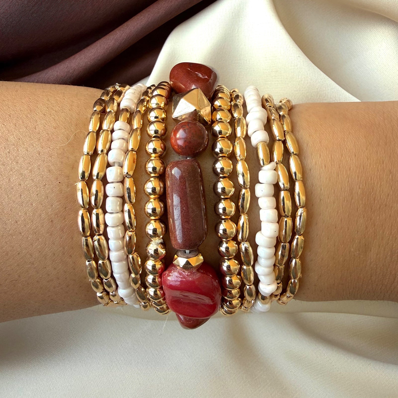 TFC Red Stone Gold Plated Bracelet (Set of 11)