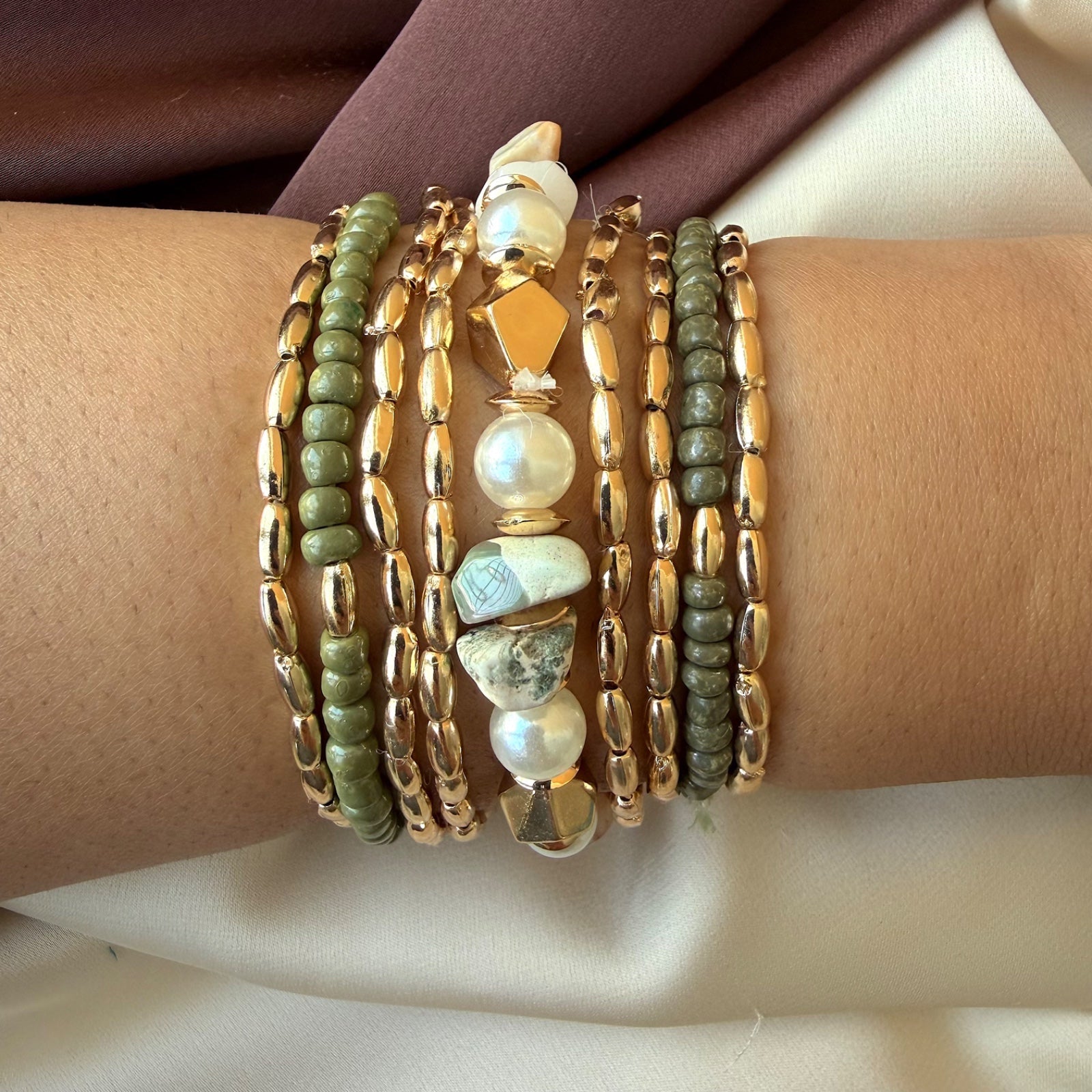 TFC Green Sea Beaded Bracelet (Set of 9)