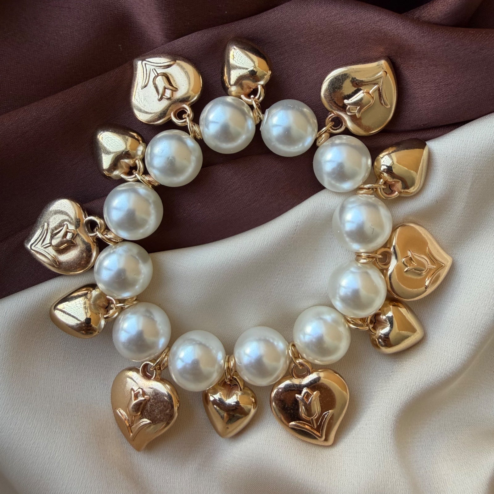TFC Heart Charms Gold Plated Bracelet