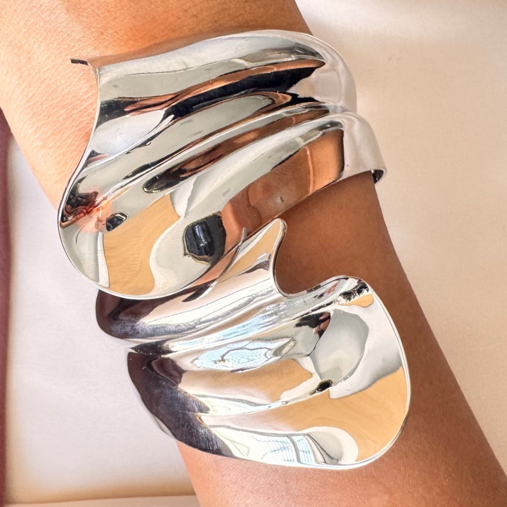 TFC Molten Edge Silver Plated Cuff Bracelet