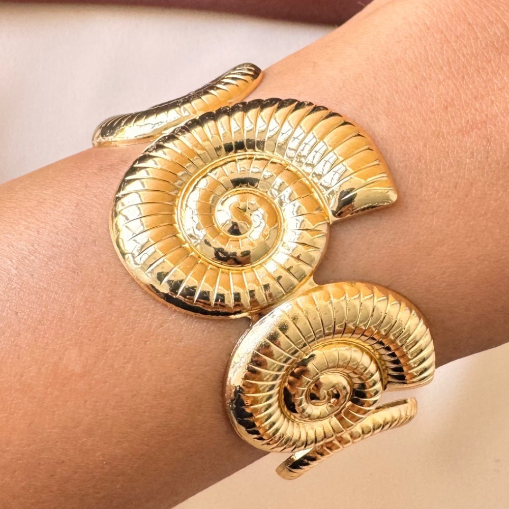 TFC Ocean Spiral Gold Plated Cuff Bracelet