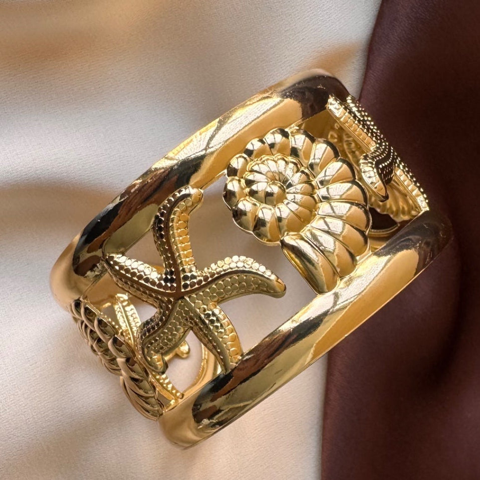 TFC Sea Shell Gold Plated Cuff Bracelet