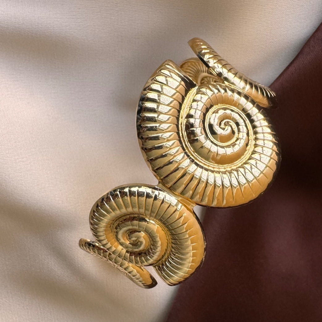 TFC Ocean Spiral Gold Plated Cuff Bracelet