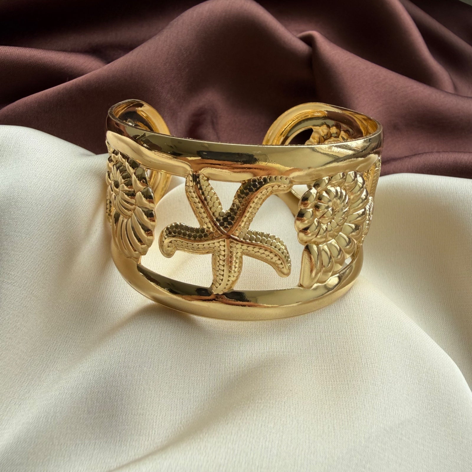TFC Sea Shell Gold Plated Cuff Bracelet