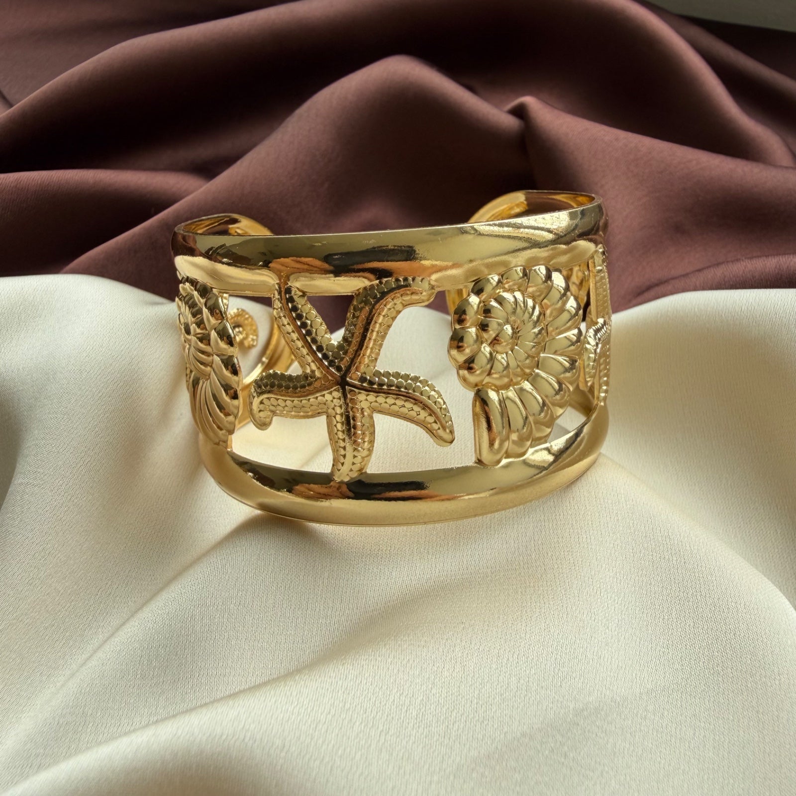 TFC Sea Shell Gold Plated Cuff Bracelet