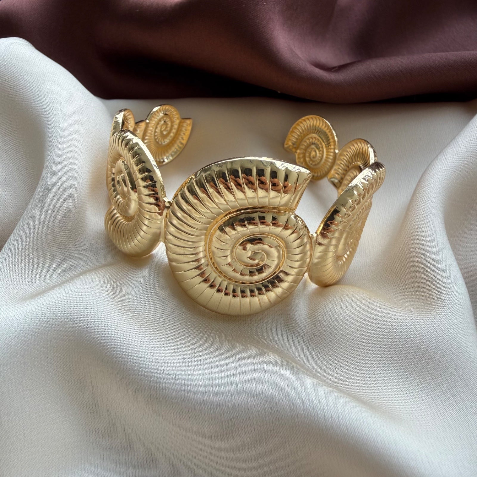 TFC Ocean Spiral Gold Plated Cuff Bracelet
