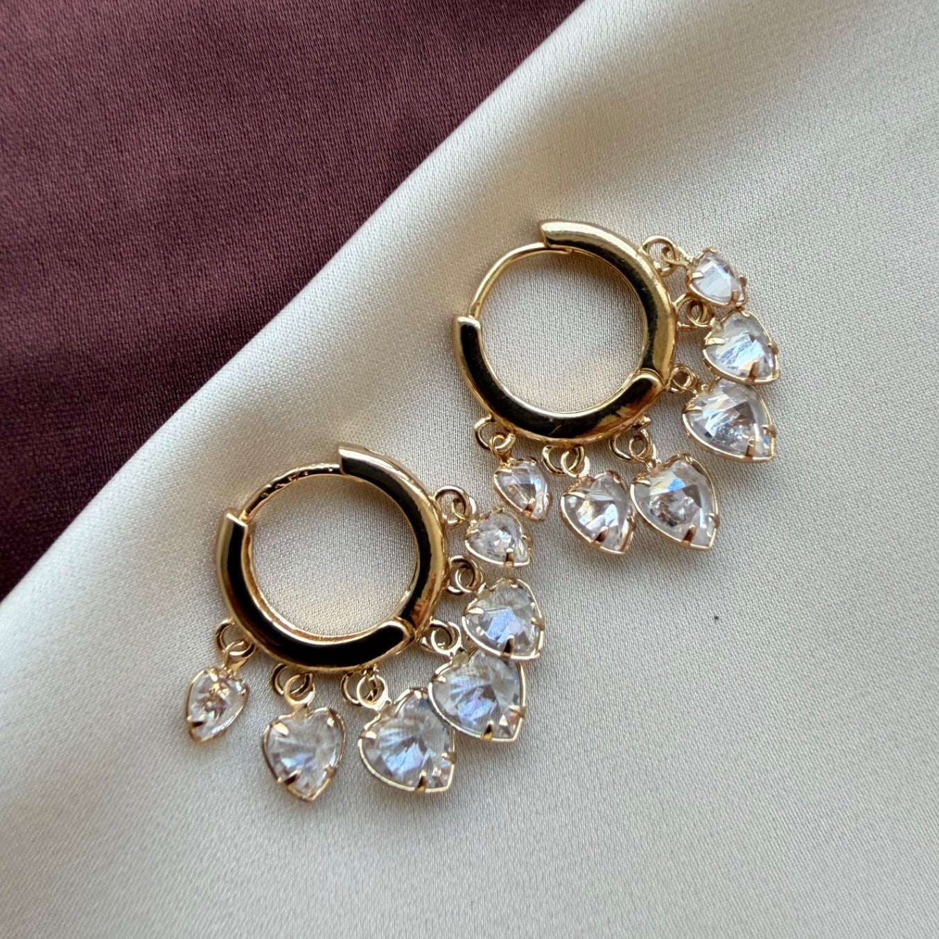 TFC Heart 6 Dangling Charms Gold Plated Earrings