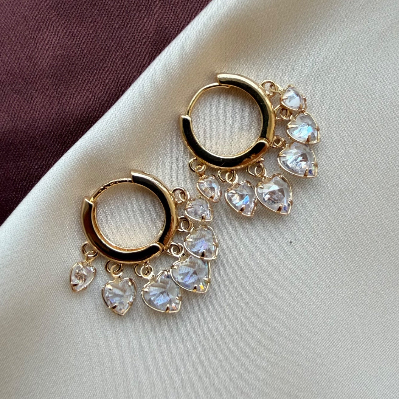 TFC Heart 6 Dangling Charms Gold Plated Earrings