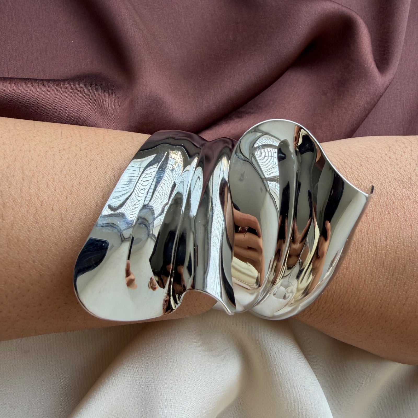 TFC Molten Edge Silver Plated Cuff Bracelet