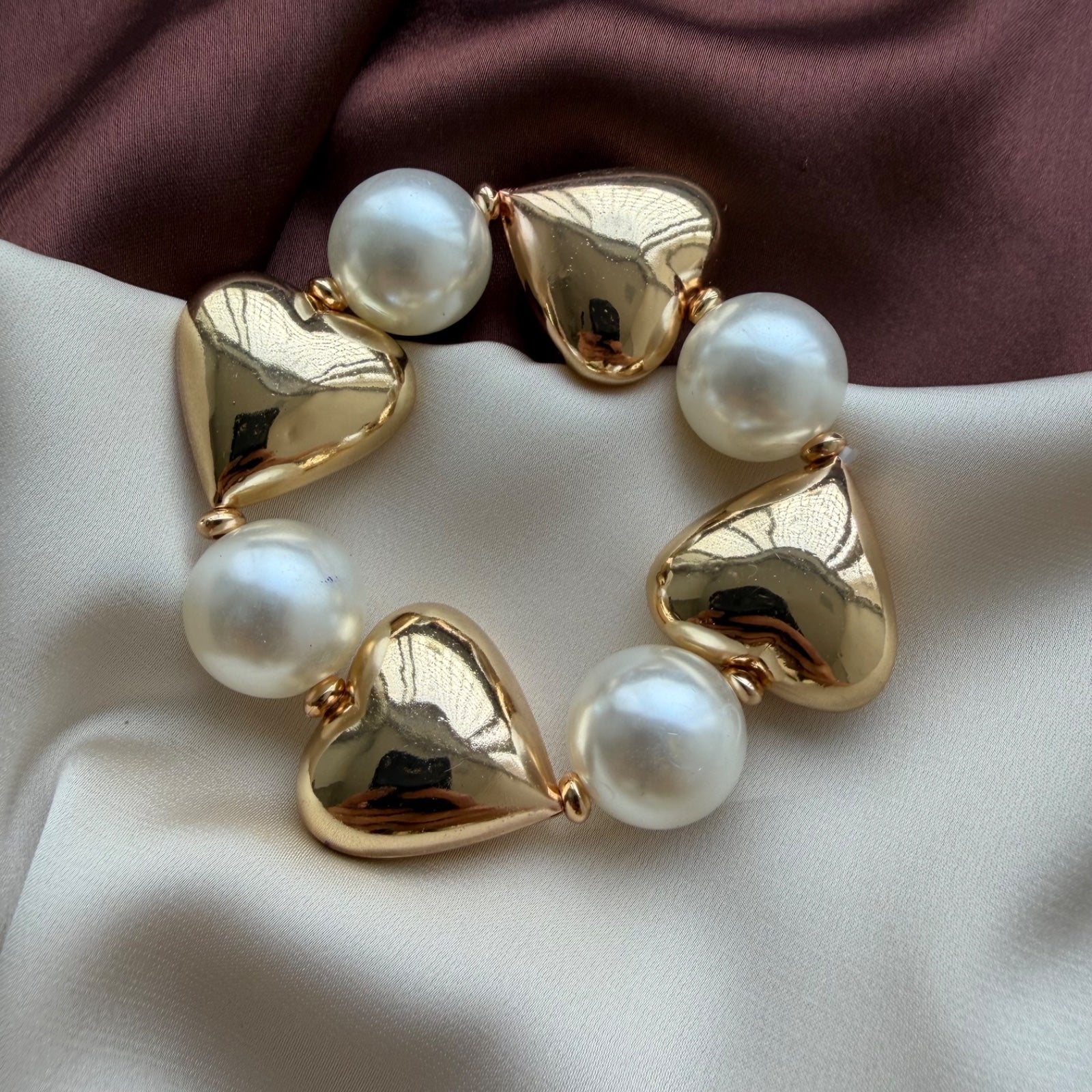 TFC Big Heart & Pearl Gold Plated Bracelet