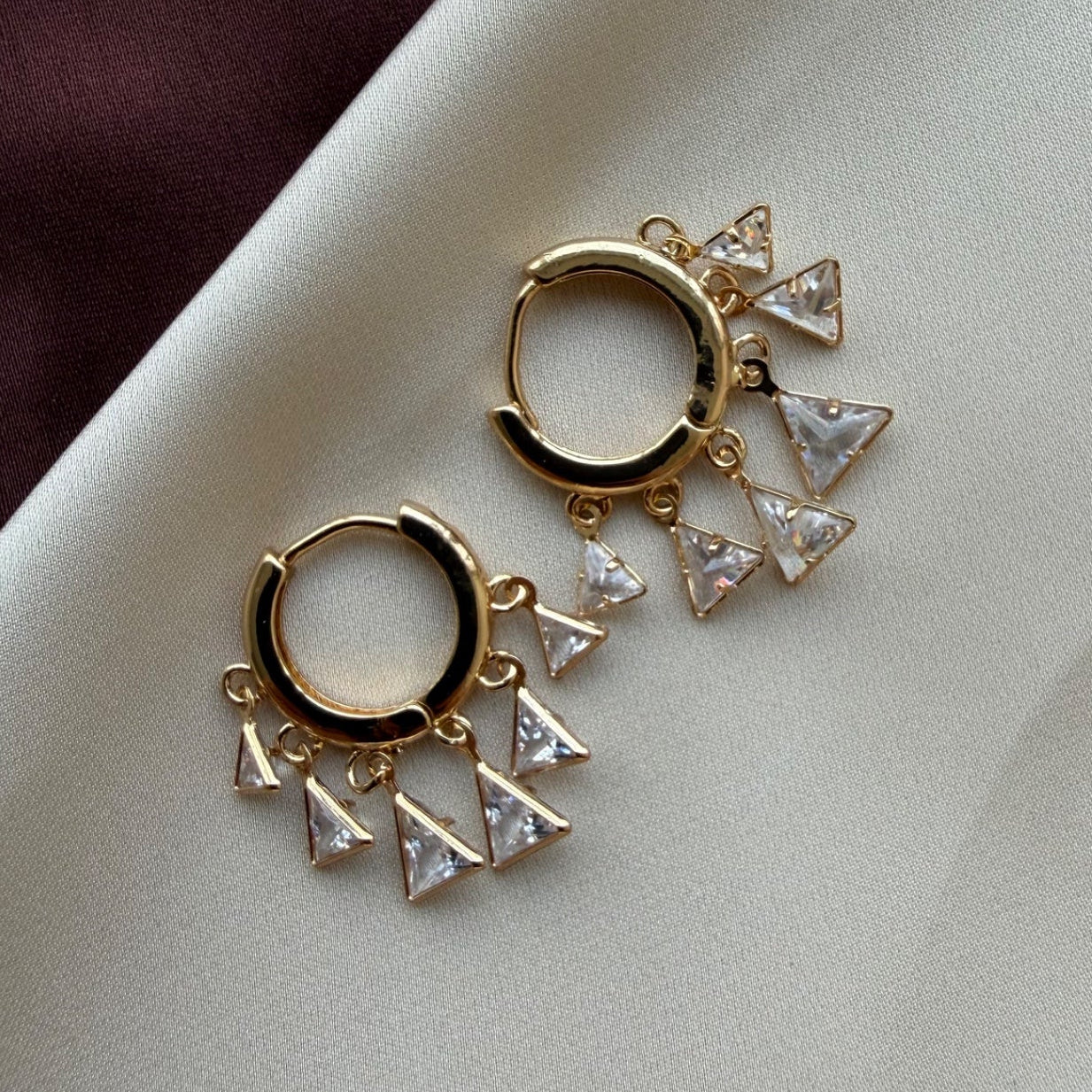 TFC Triangle 6 Dangling Charms Gold Plated Earrings
