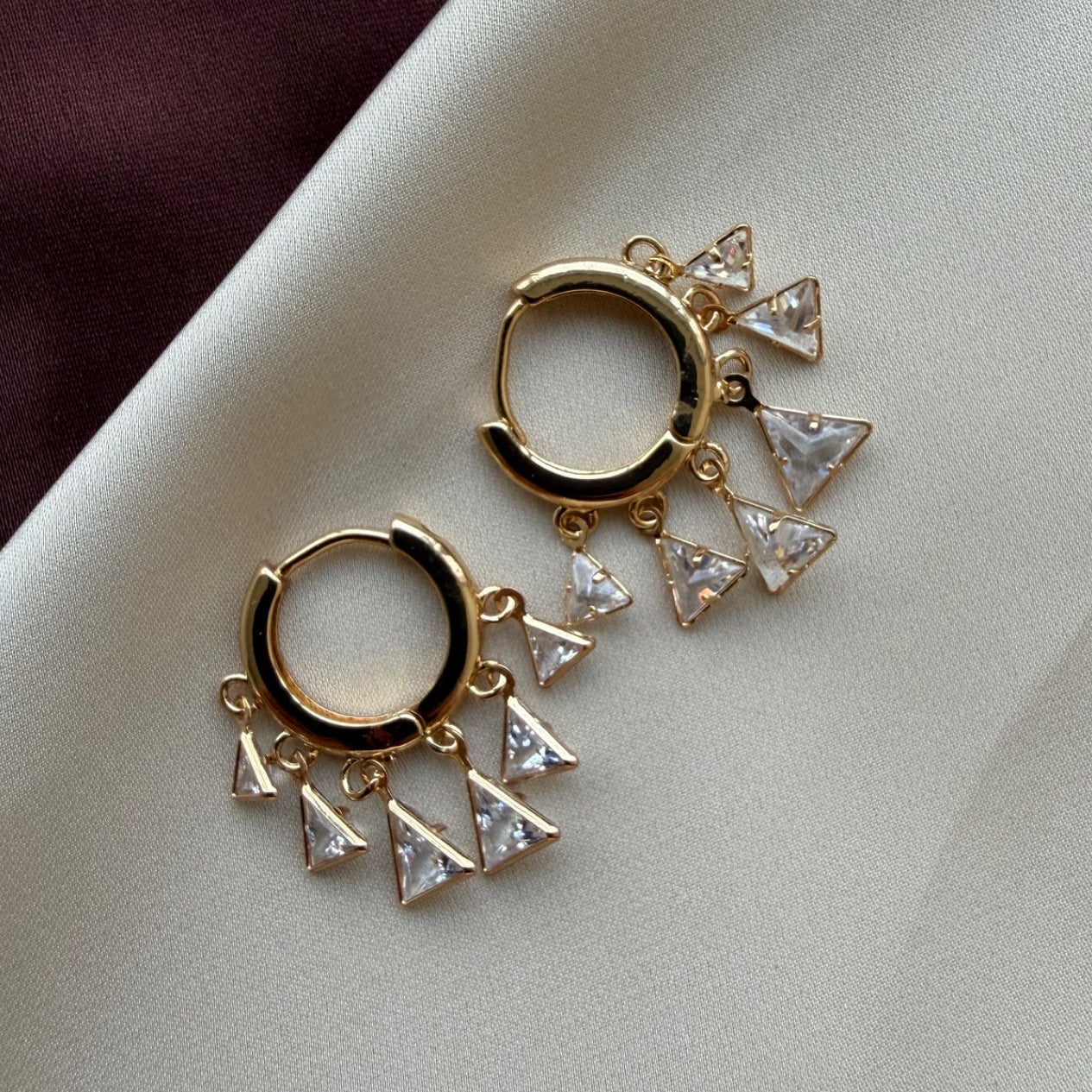 TFC Triangle 6 Dangling Charms Gold Plated Earrings