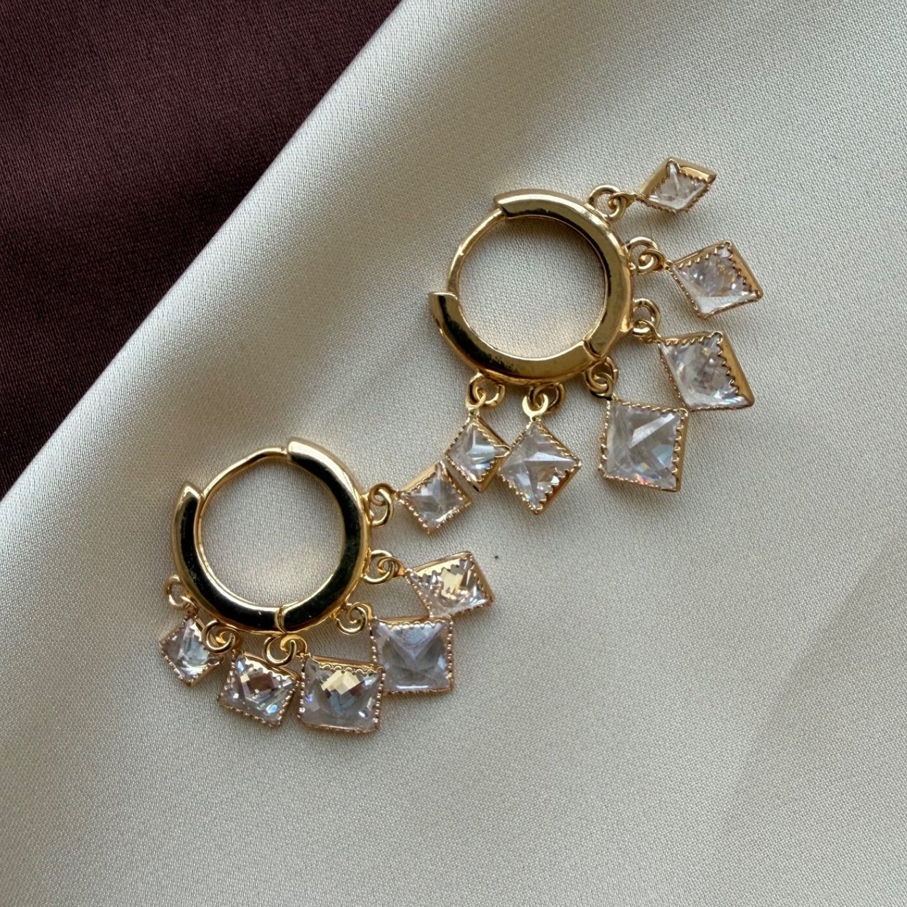 TFC Diamond 6 Dangling Charms Gold Plated Earrings