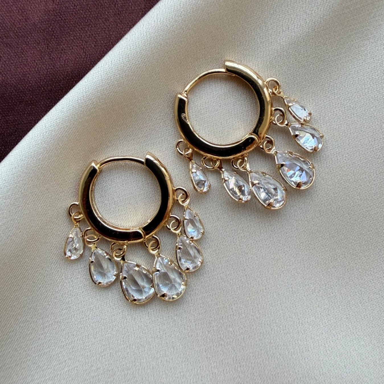 TFC Water Drop 6 Dangling Charms Gold Plated Earrings