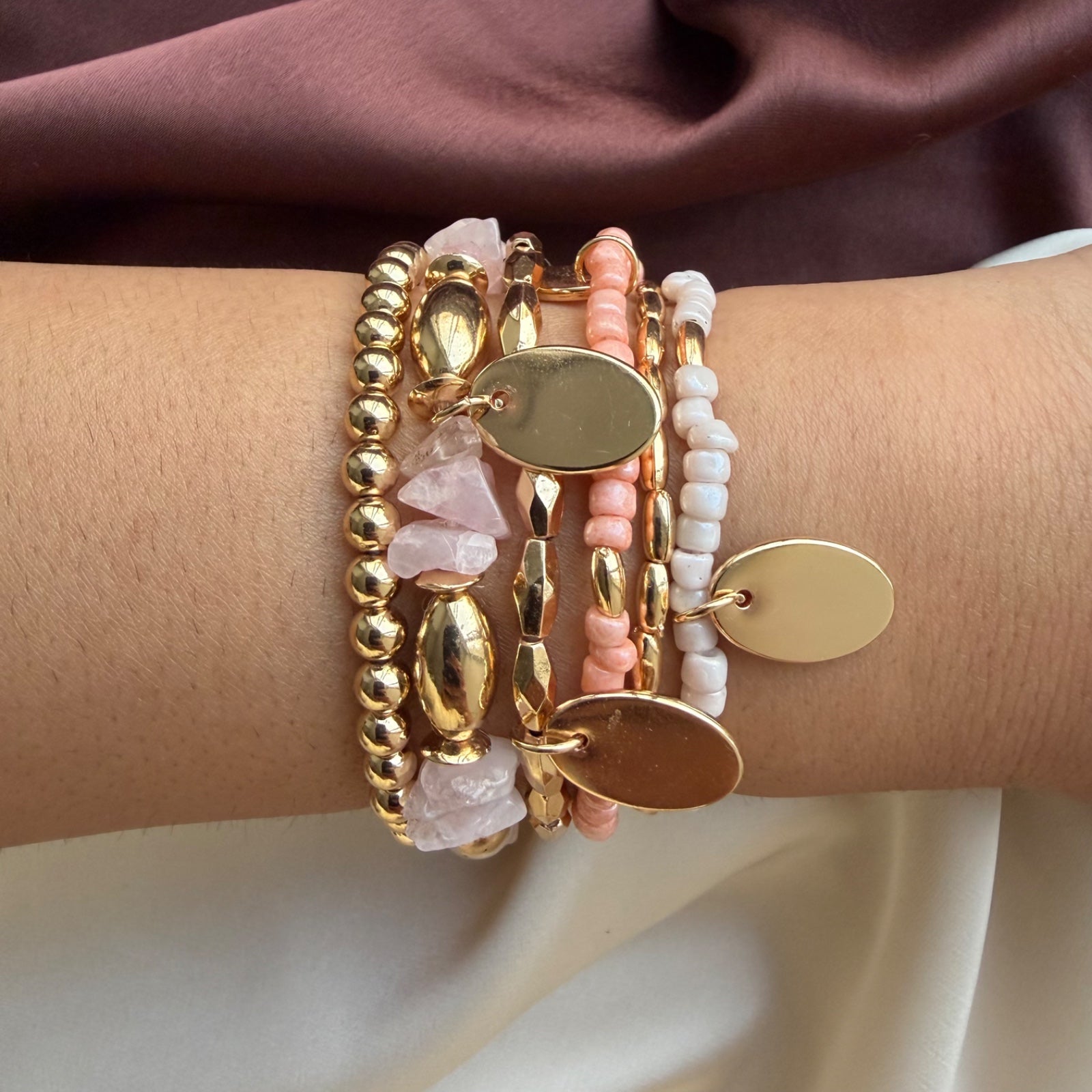 TFC Pink Uncut Gold Plated Bracelet (set of 6)