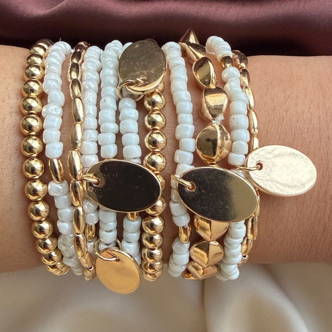 TFC Plain White Gold Plated Bracelet (set of 11)