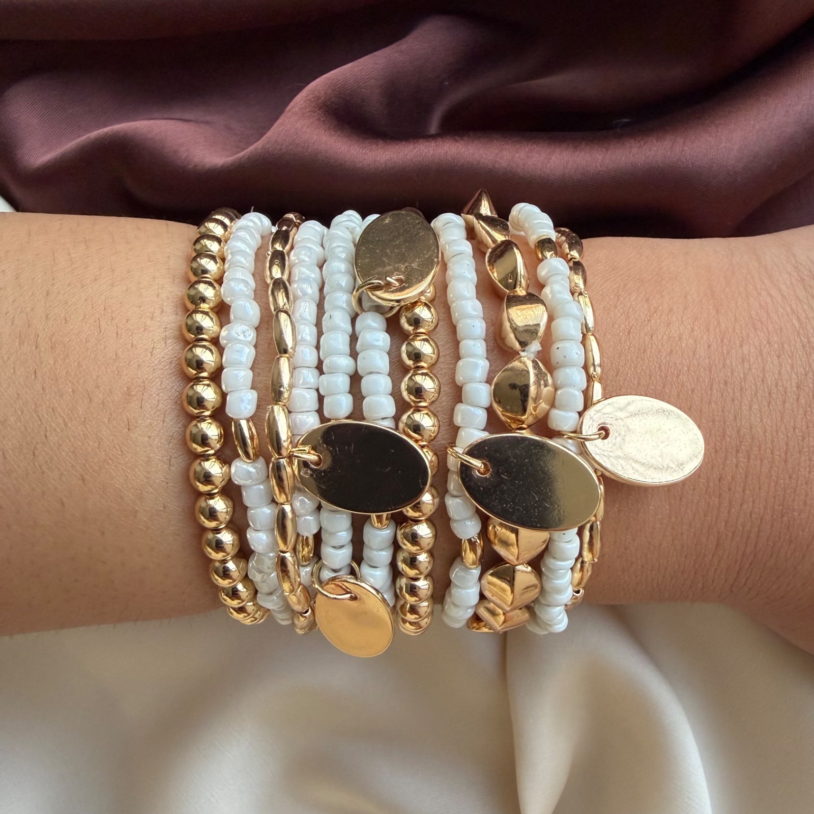 TFC Plain White Gold Plated Bracelet (set of 11)