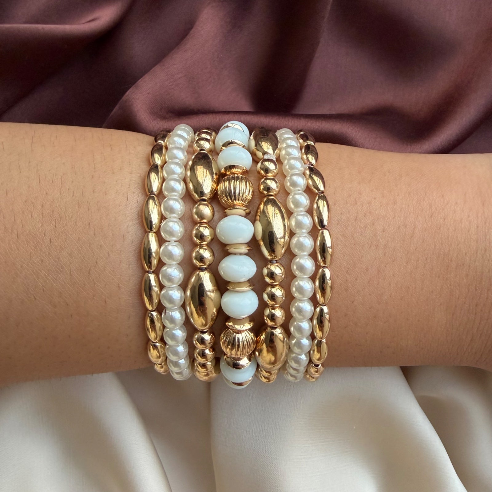 TFC Snow White Gold Plated Bracelet (set of 7)