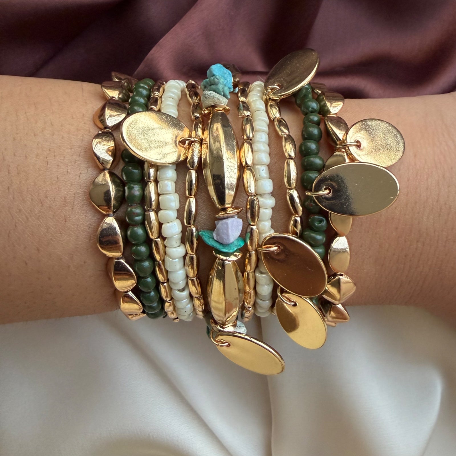 TFC Greenery Gold Plated Bracelet (set of 11)