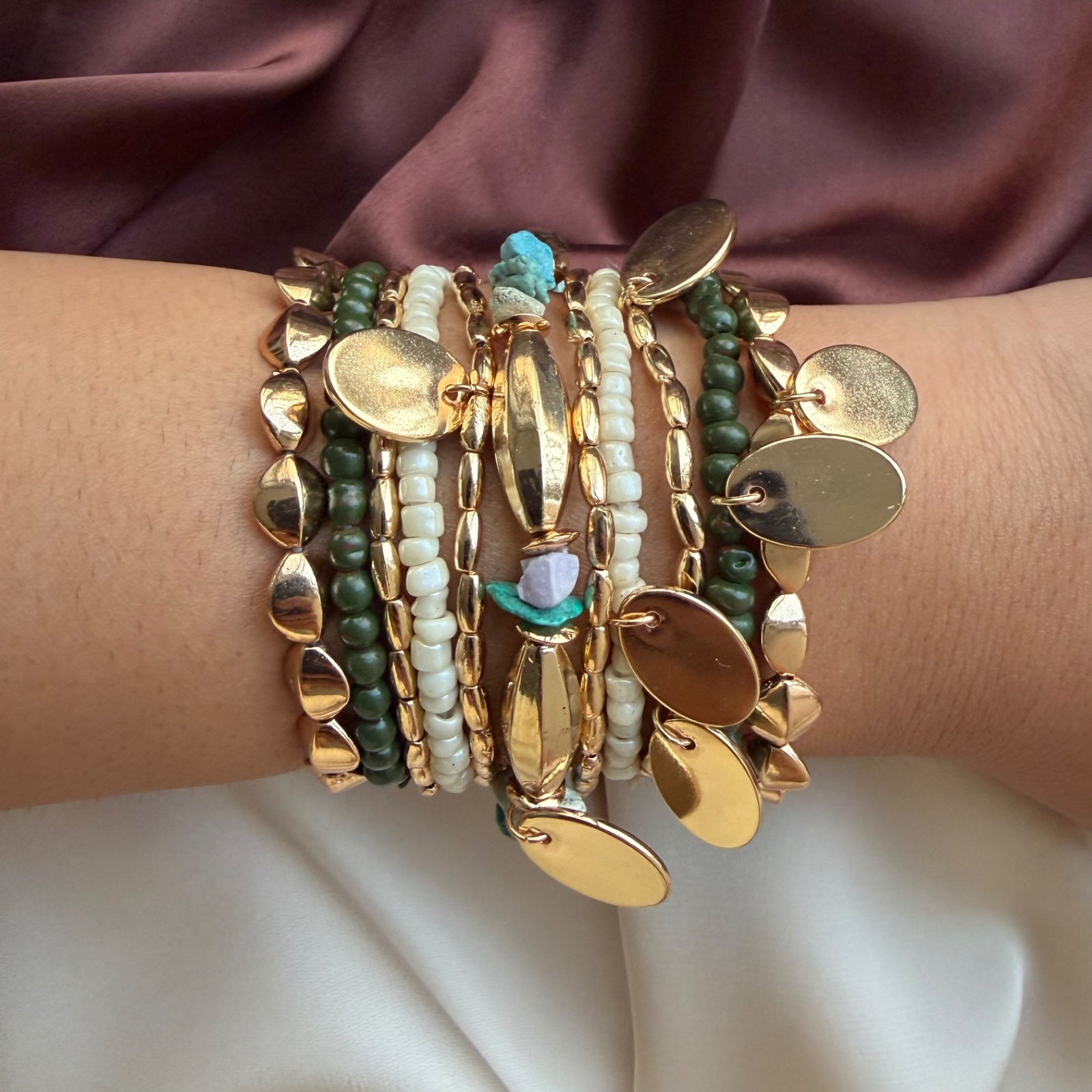 TFC Greenery Gold Plated Bracelet (set of 11)