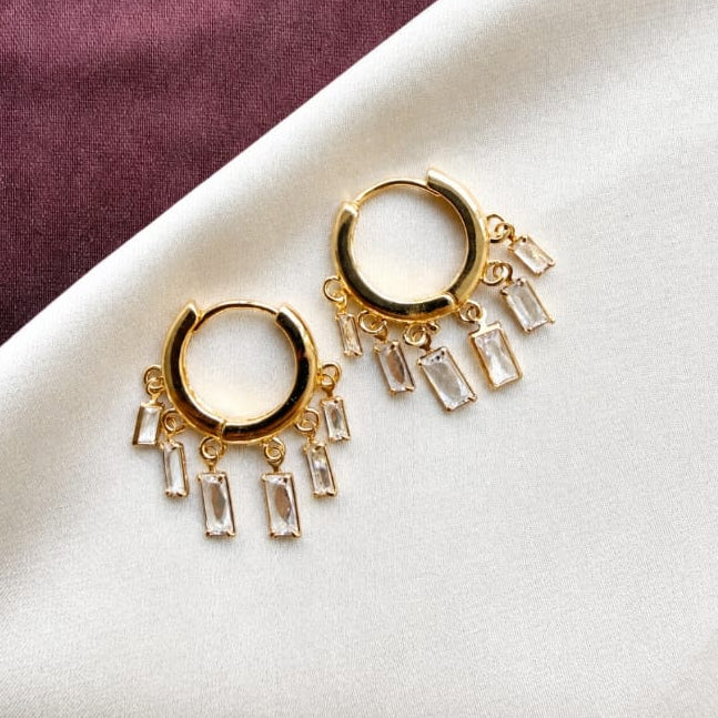 TFC Cube 6 Dangling Charms Gold Plated Earrings