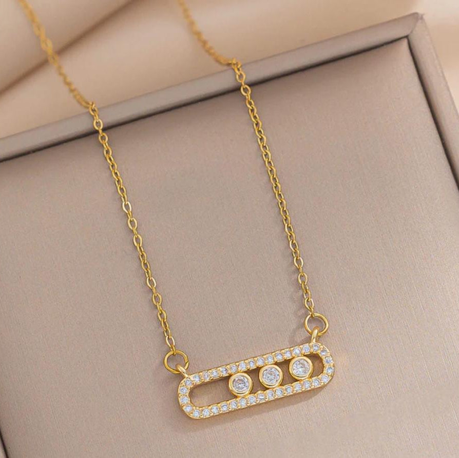 TFC 3 Stone Gold Plated Necklace