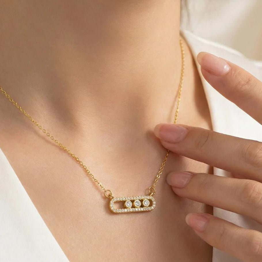TFC 3 Stone Gold Plated Necklace
