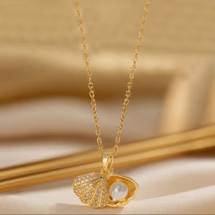 TFC Shell Pearl Gold Plated Necklace
